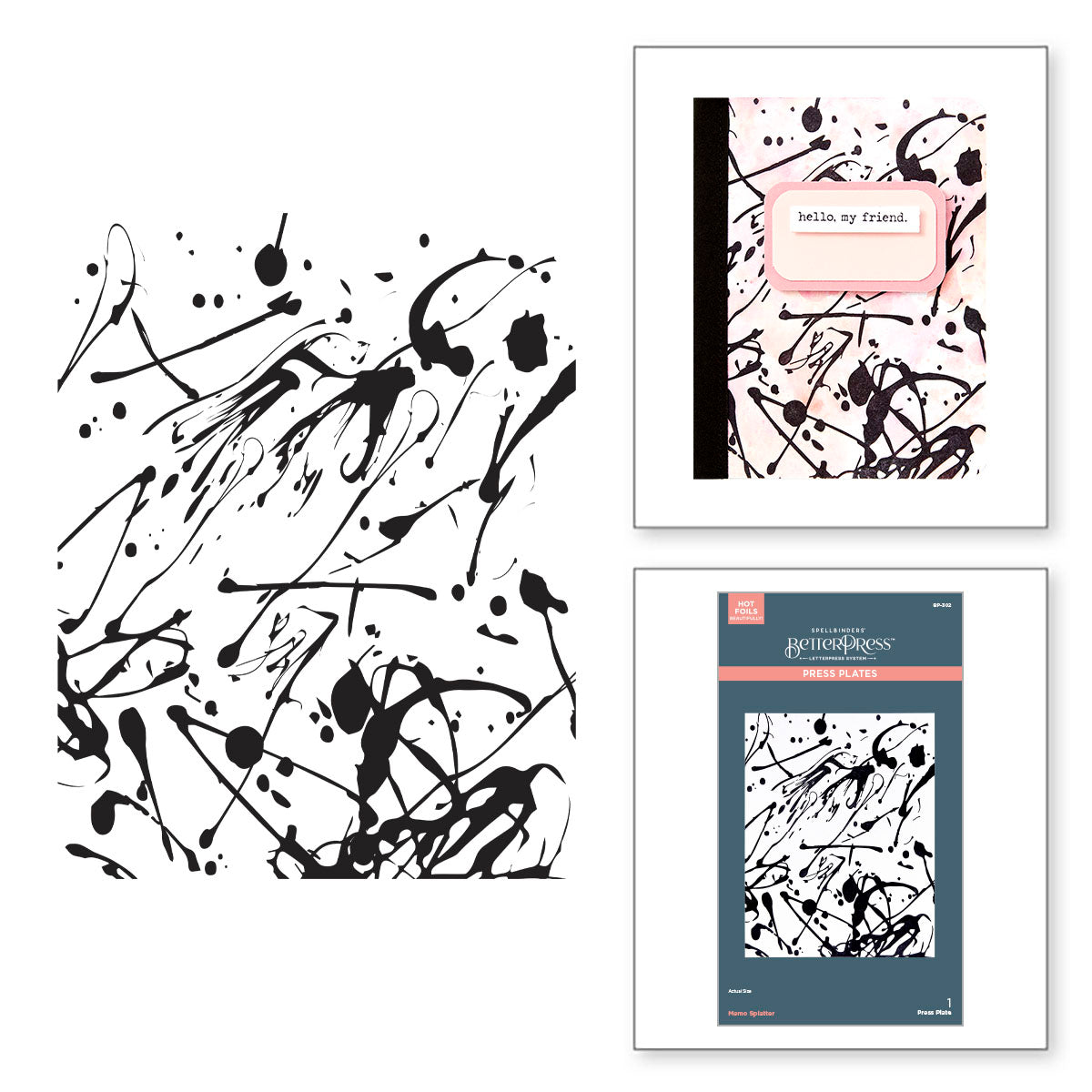 Spellbinders Memo Splatter BetterPress Plate bp-302