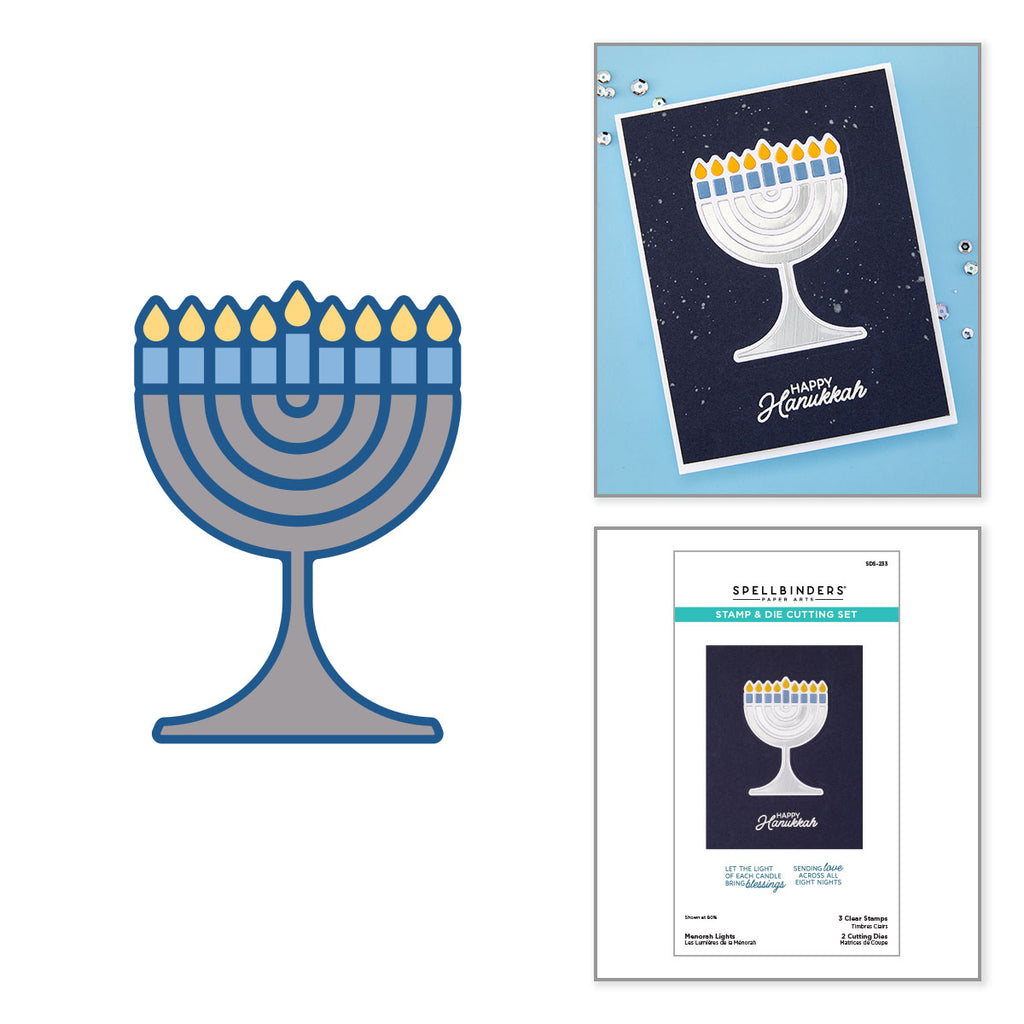 Spellbinders Menorah Lights Stamp and Die Set sds-233