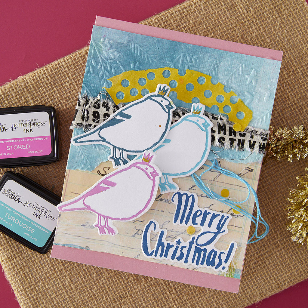 Spellbinders Merry, Merry, Merry Bird Registration Press Plate and Die Set bpr-035 merry