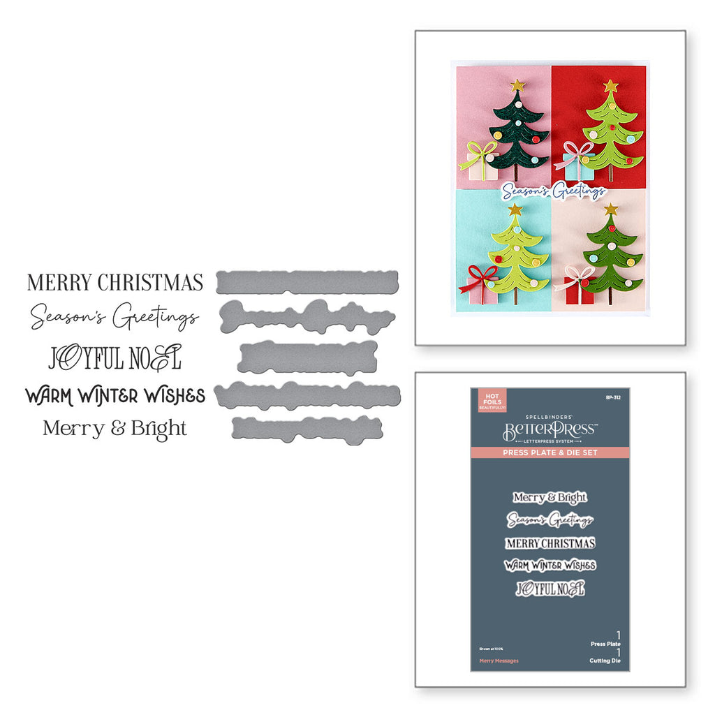 Spellbinders Merry Messages Plate and Die Set bp-312