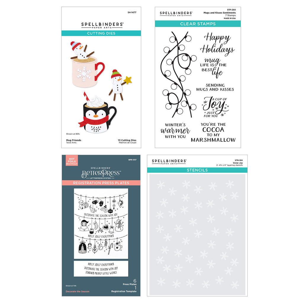 Spellbinders Merry Mugs and Kisses Die, Stamp and Stencil Bundle