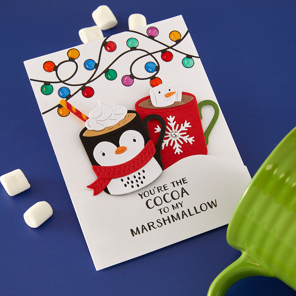 Spellbinders Merry Mugs and Kisses Die, Stamp and Stencil Bundle you're the cocoa to my marshmallow holiday card