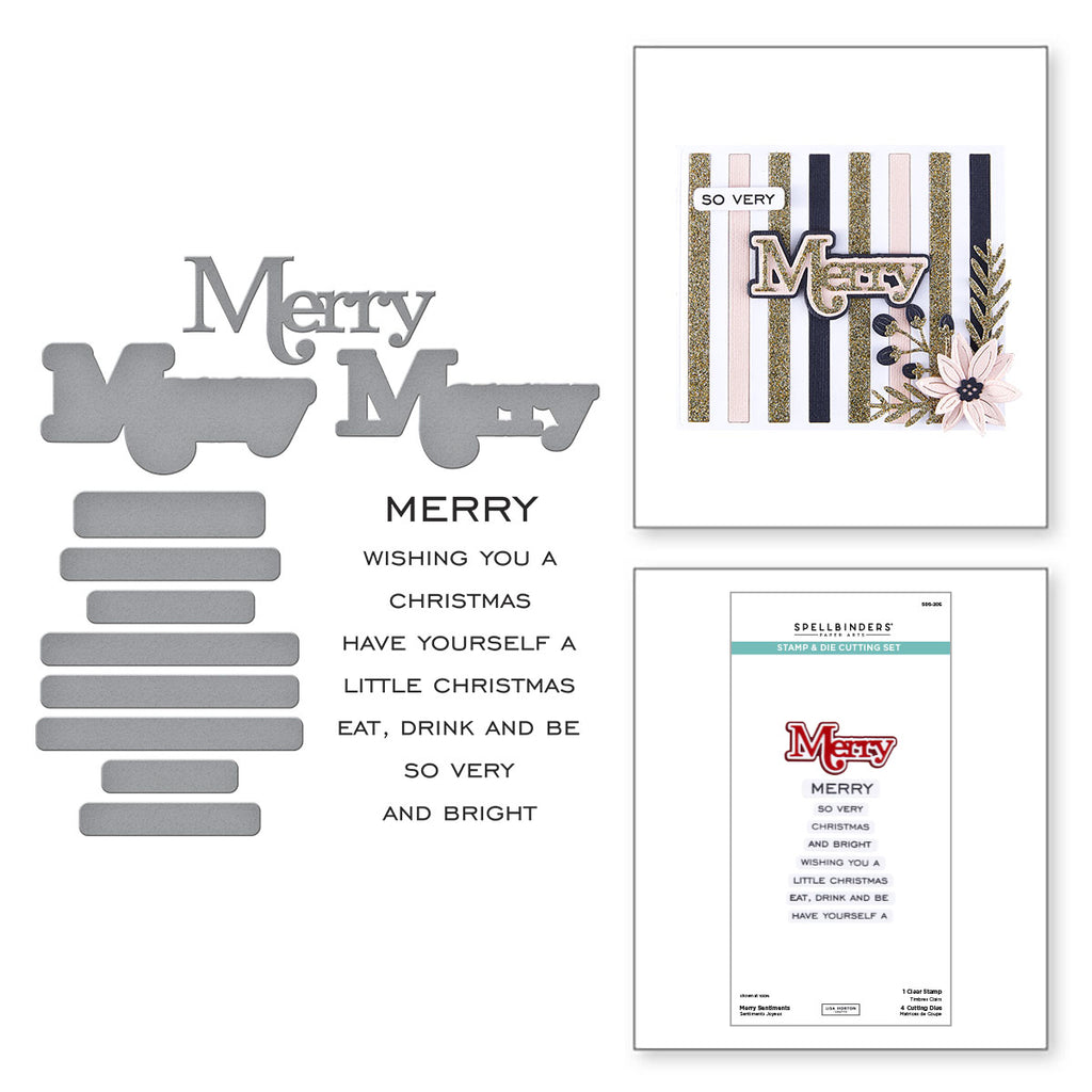Spellbinders Merry Sentiments Clear Stamp and Die Set sds-205