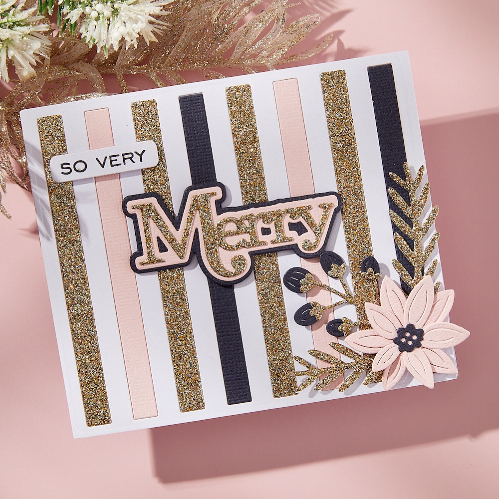 Spellbinders Merry Sentiments Clear Stamp and Die Set sds-205 sparkle