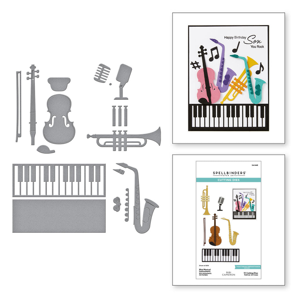 Spellbinders Mini Musical Instruments Etched Dies s4-1445
