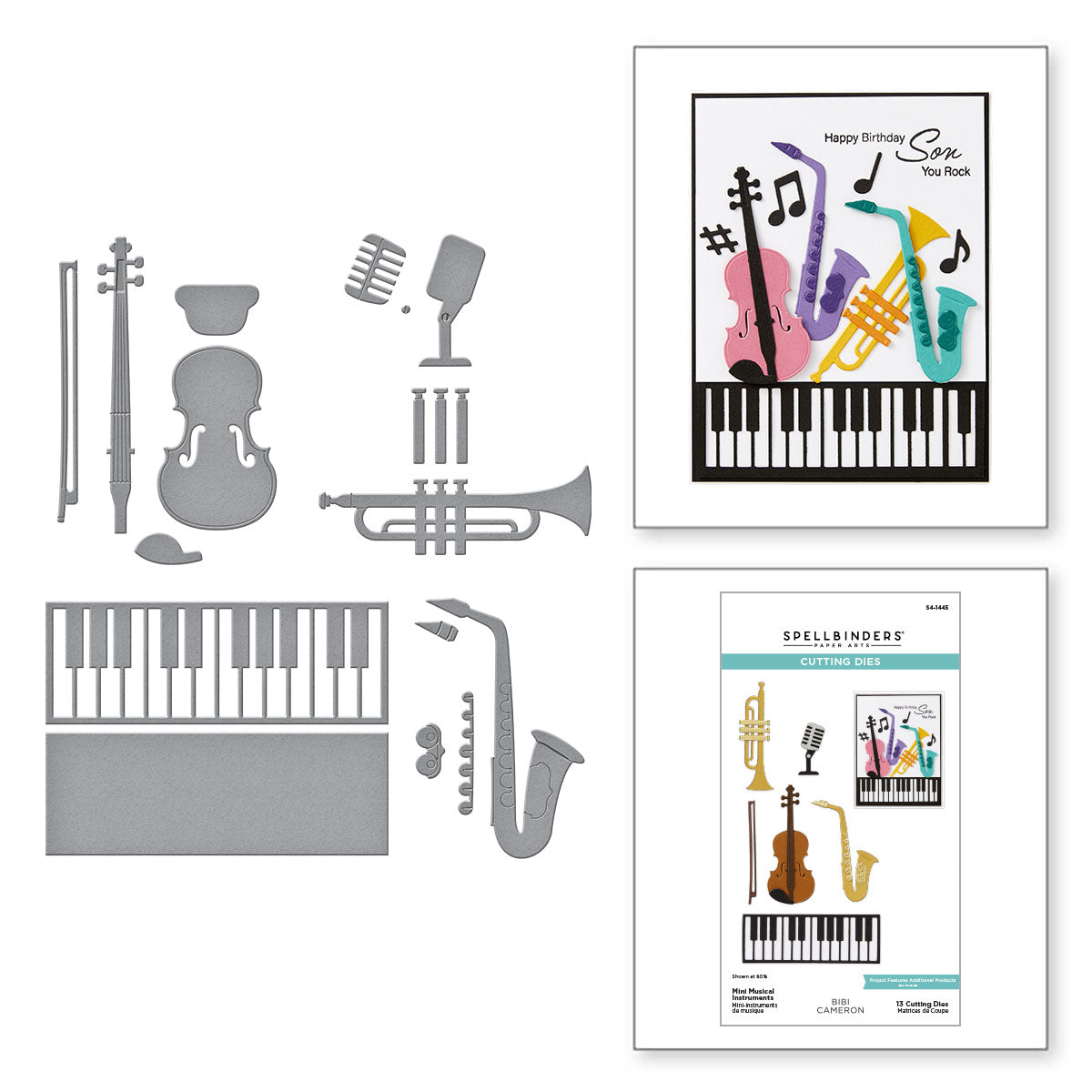 Spellbinders Mini Musical Instruments Etched Dies s4-1445
