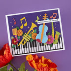 Spellbinders Mini Musical Instruments Etched Dies s4-1445 keyboard