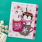 Spellbinders Mug Friends Etched Dies s4-1477 penguin cup snowman with pink hat a cup of joy card