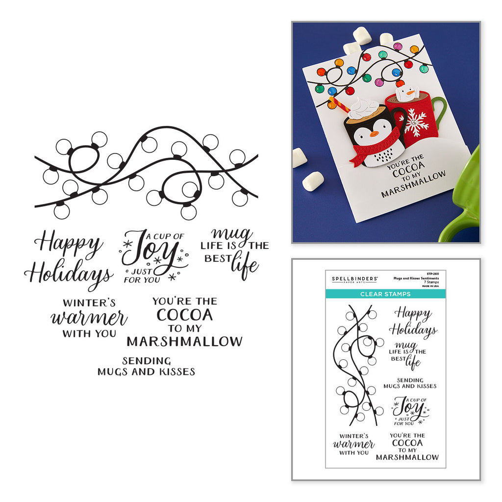 Spellbinders Mugs and Kisses Sentiments Clear Stamp Set stp-260
