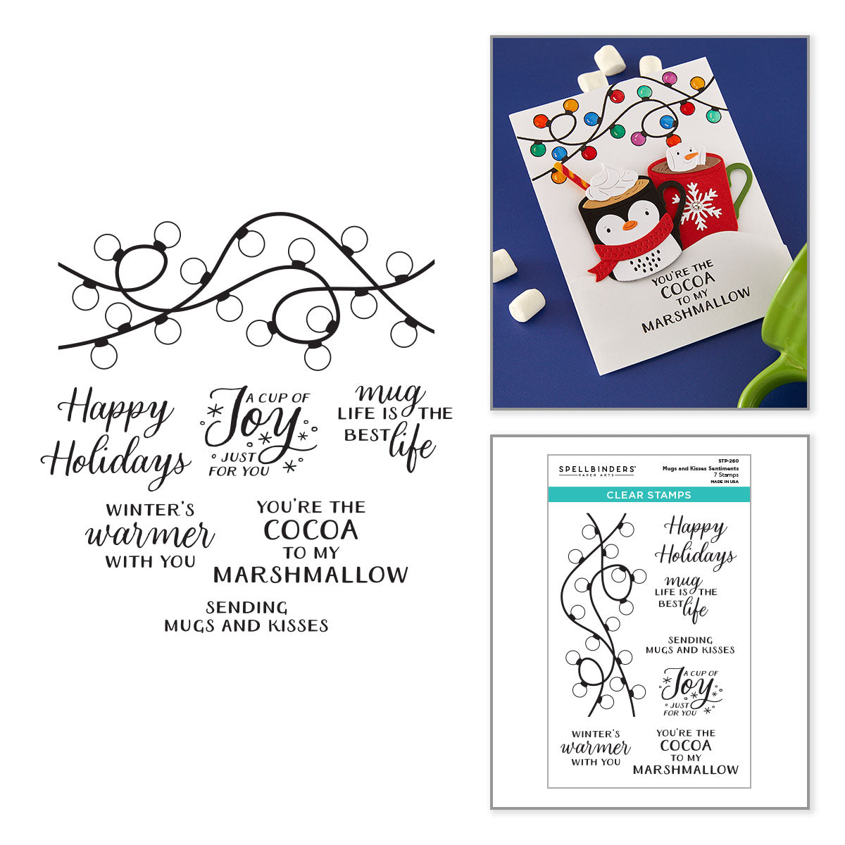 Spellbinders Mugs and Kisses Sentiments Clear Stamp Set stp-260