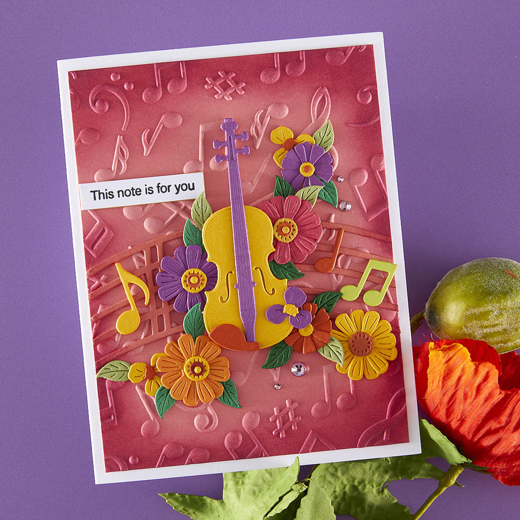 Spellbinders Musical Notes 3D Embossing Folder e3d-133 cello