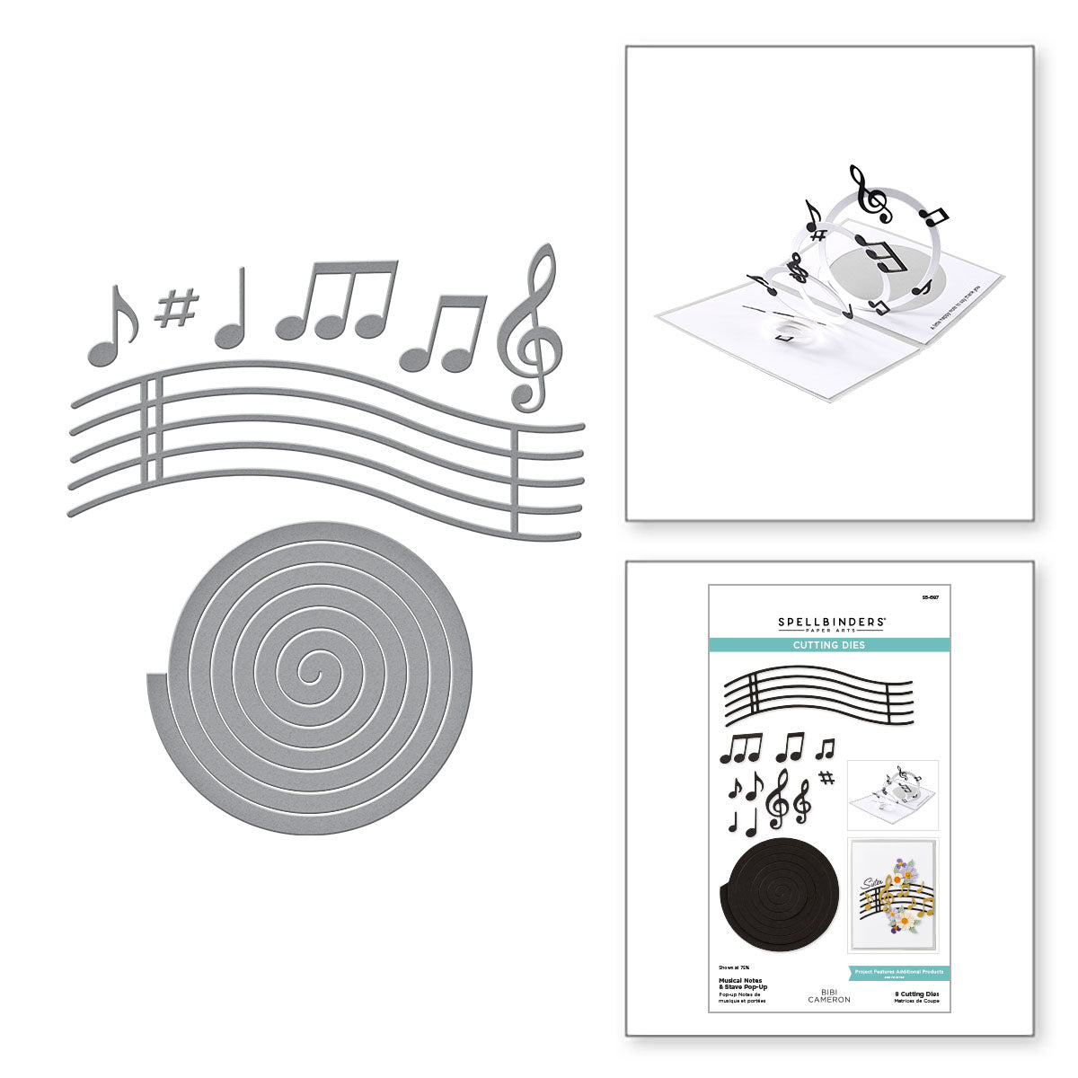 Spellbinders Musical Notes and Stave Pop-Up Etched Dies s5-687
