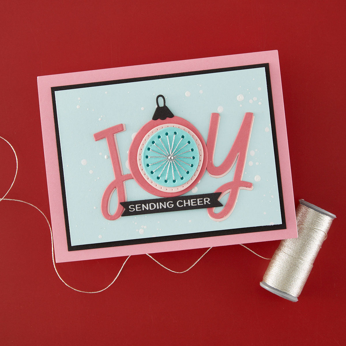 Spellbinders Oh Joy Etched Stitching Dies s3-585 punk ornament pink trim border joy sending cheer card