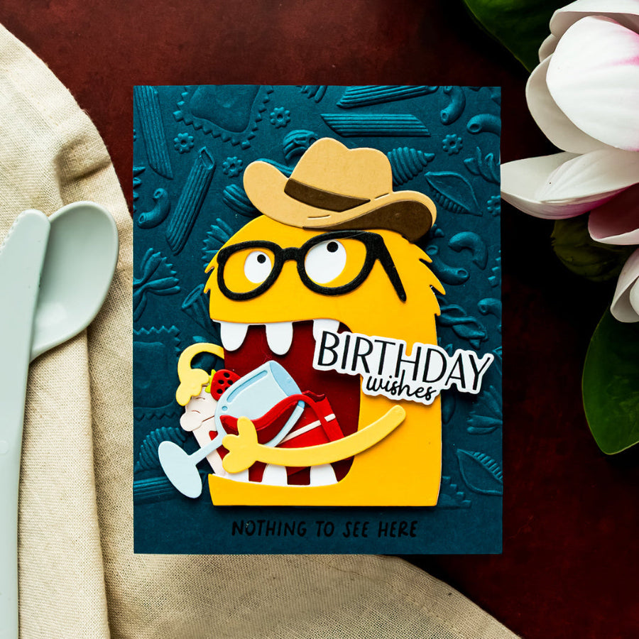 Spellbinders One More Bite Etched Dies s5-778 cowboy hat glass of wine black glasses birthday card yana smakula | color-code:ALT01