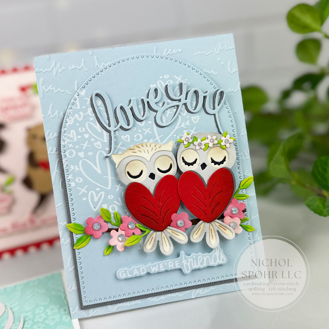 Spellbinders Perfect Touch Arches and Tag Etched Dies s5-649 owls with flowers | color-code:ALT01