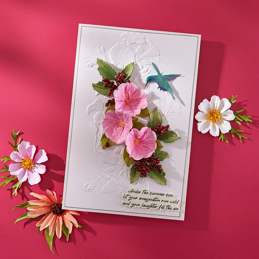 Spellbinders Petunia Cascade 3D Embossing Folder e3d-129 hummingbird