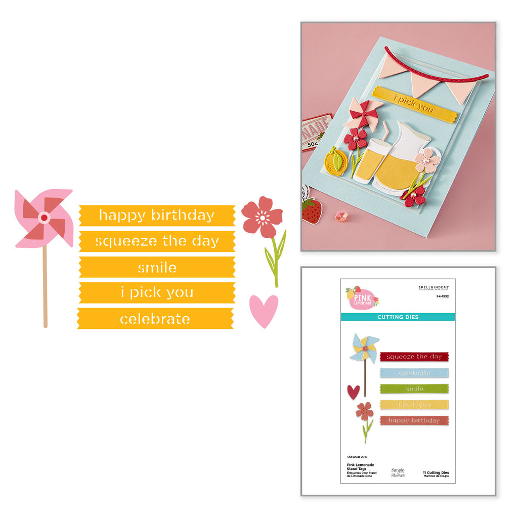 Spellbinders Pink Lemonade Stand Tags Etched Dies s4-1532