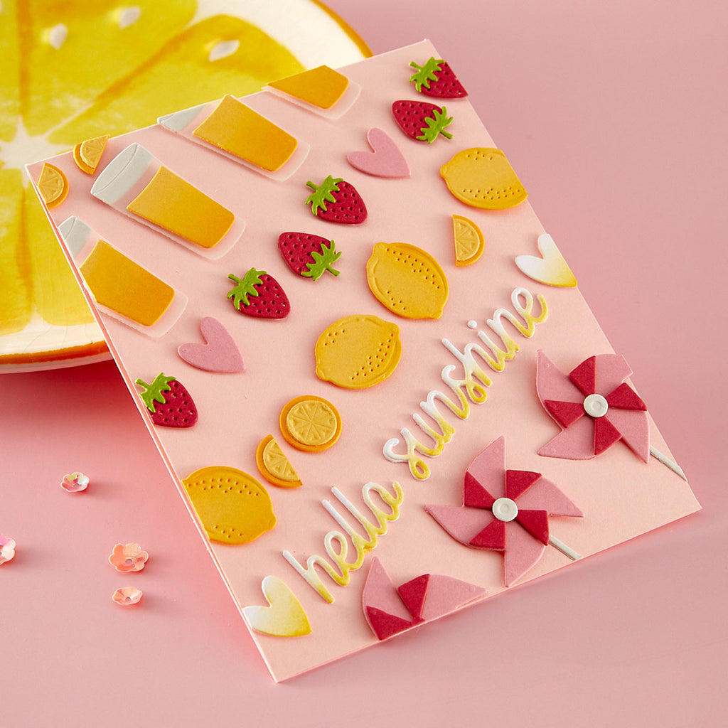 Spellbinders Pink Lemonade Stand Tags Etched Dies s4-1532 hello sunshine