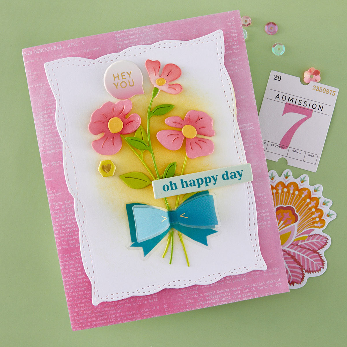 Spellbinders Playful Stitched Panels Etched Dies s5-747 happy day