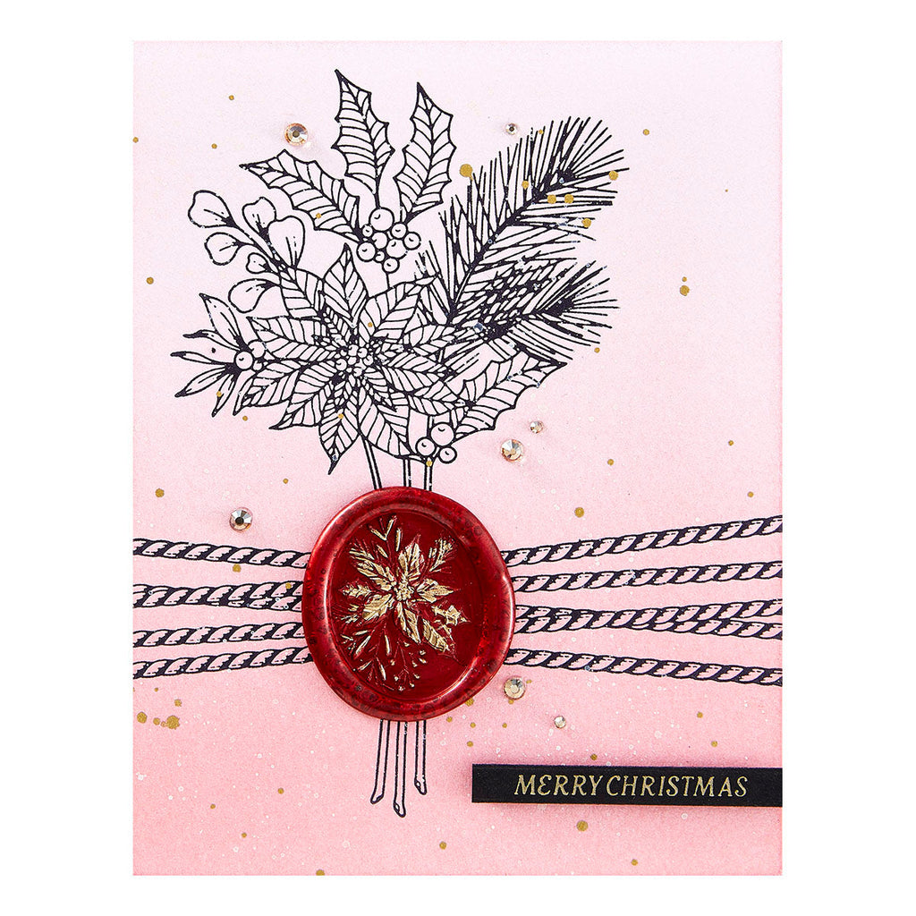 Spellbinders Poinsettia Bouquet 3D Wax Seal Stamp ws3d-004 merry christmas