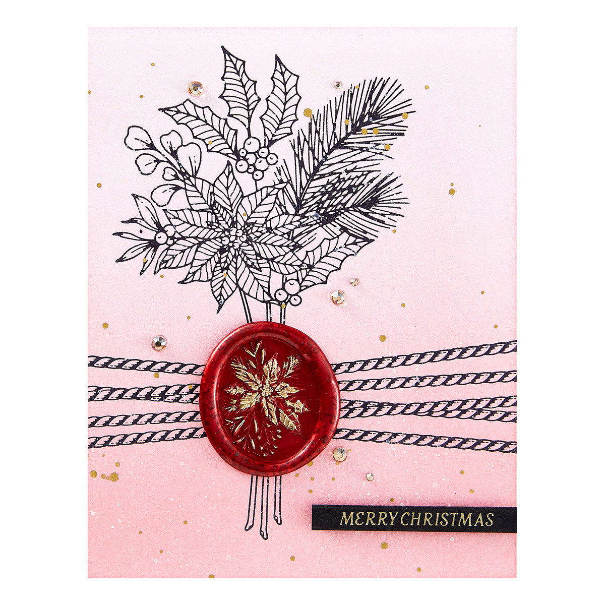 Spellbinders Poinsettia Bouquet 3D Wax Seal Stamp ws3d-004 merry christmas