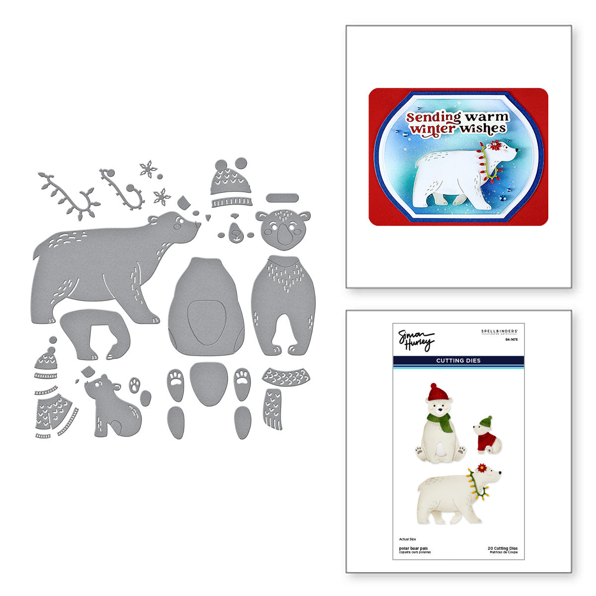 Spellbinders Polar Bear Pals Etched Dies s4-1475