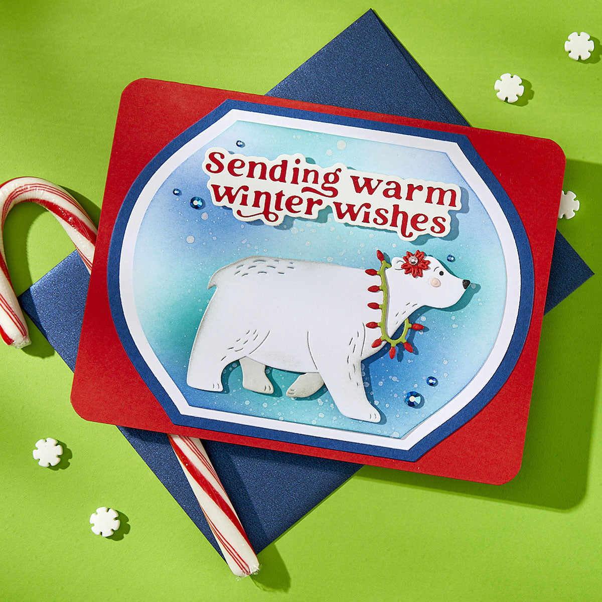 Spellbinders Polar Bear Pals Etched Dies s4-1475 warm wishes