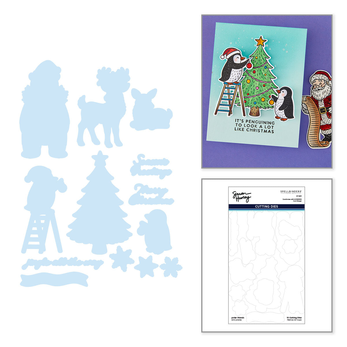 Spellbinders Polar Friends Simon Hurley Coordinating Etched Dies s7-291