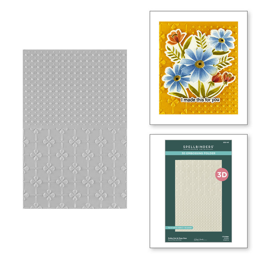 Spellbinders Polka Dot and Posy Duo 3D Embossing Folder e3d-143