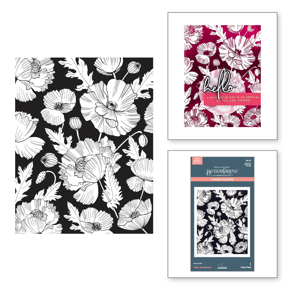 Spellbinders Poppy Background Press Plate bp-217*