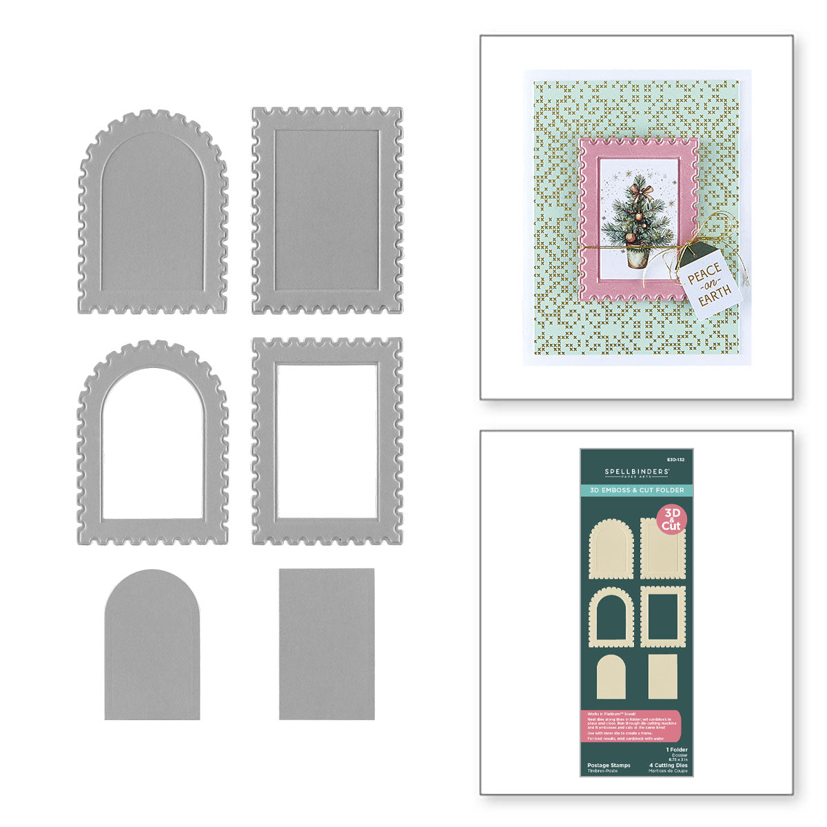 Spellbinders Postage Stamps 3D Emboss and Cut Folder e3d-132