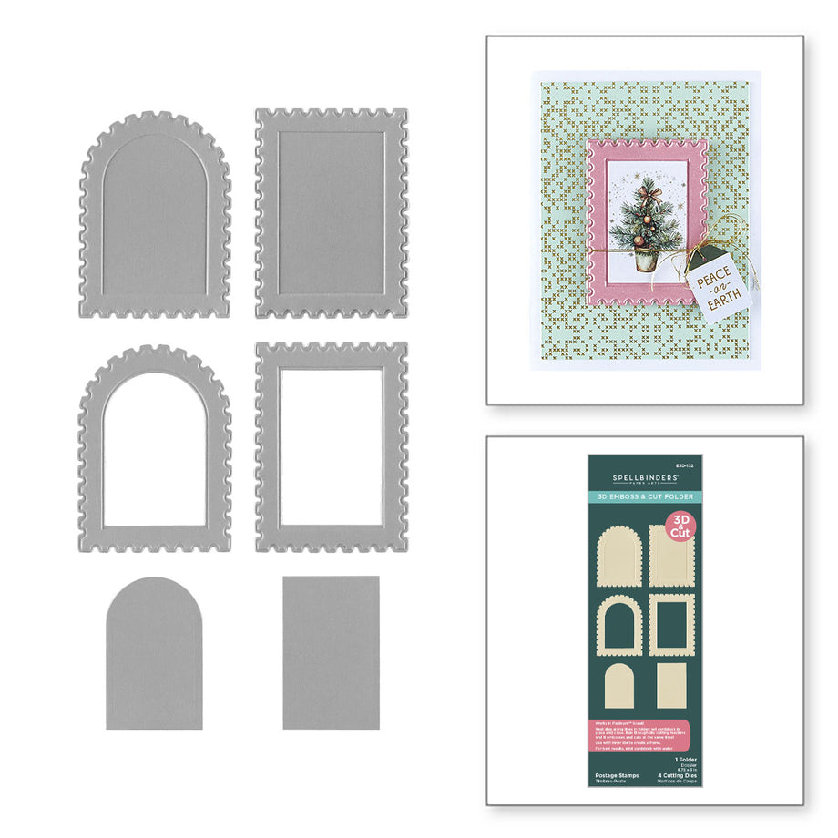 Spellbinders Postage Stamps 3D Emboss and Cut Folder e3d-132