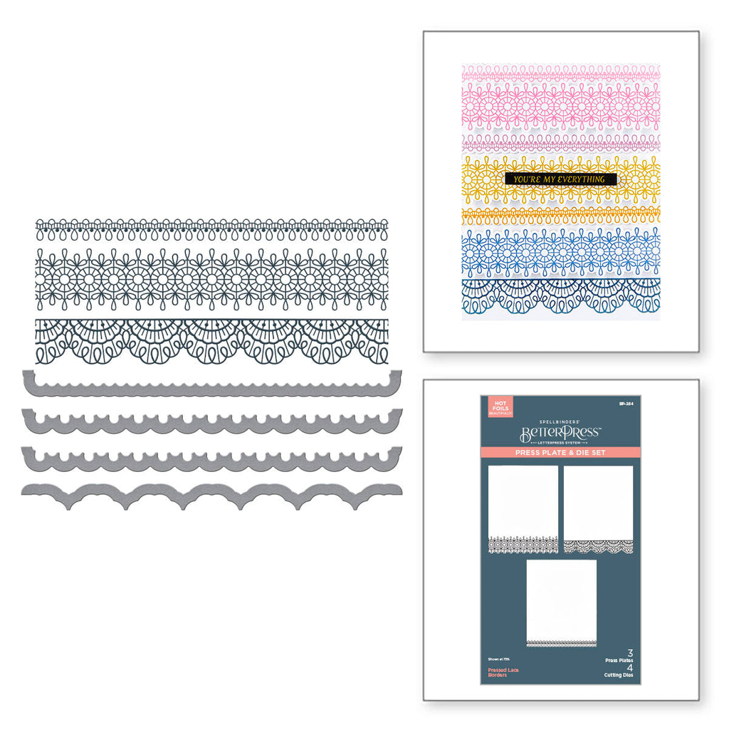 Spellbinders Pressed Lace Borders Press Plate and Die Set bp-284