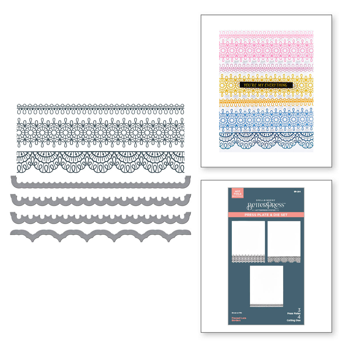 Spellbinders Pressed Lace Borders Press Plate and Die Set bp-284