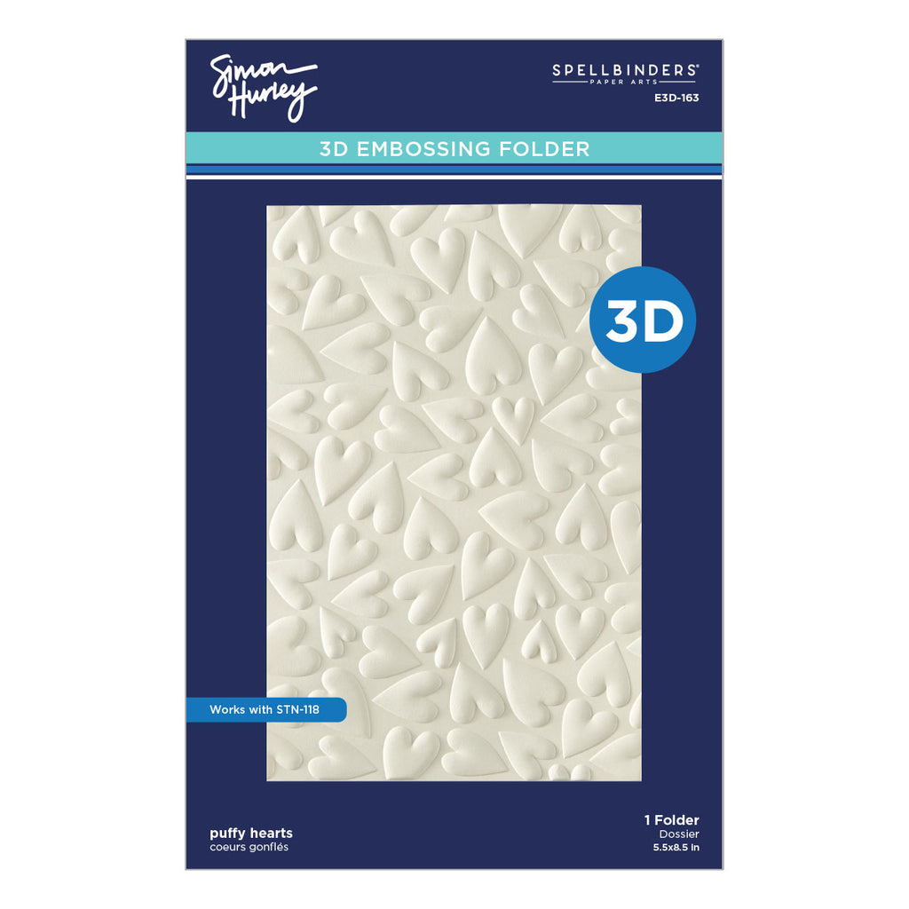 Spellbinders Puffy Hearts 3D Embossing Folder e3d-163

