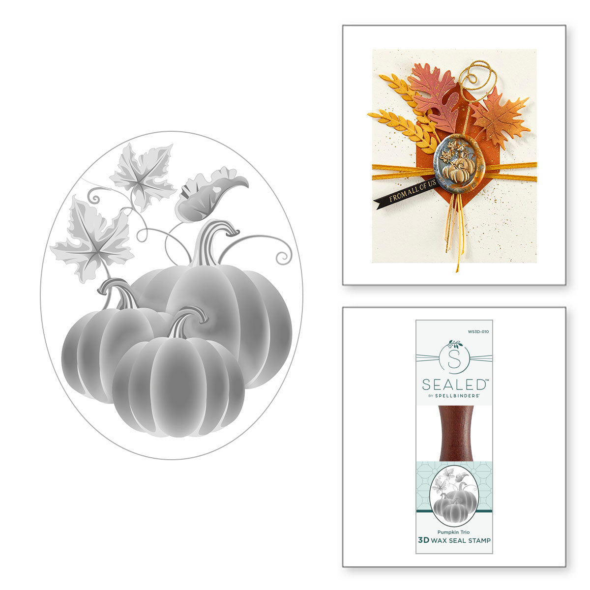 Spellbinders Pumpkin Trio 3D Wax Seal Stamp ws3d-010
