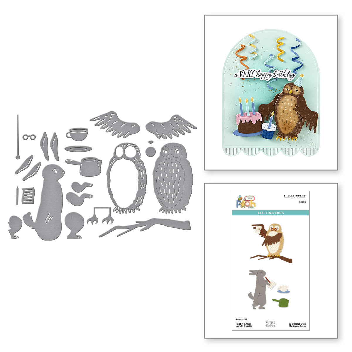 Spellbinders Rabbit and Owl Etched Dies s5-706