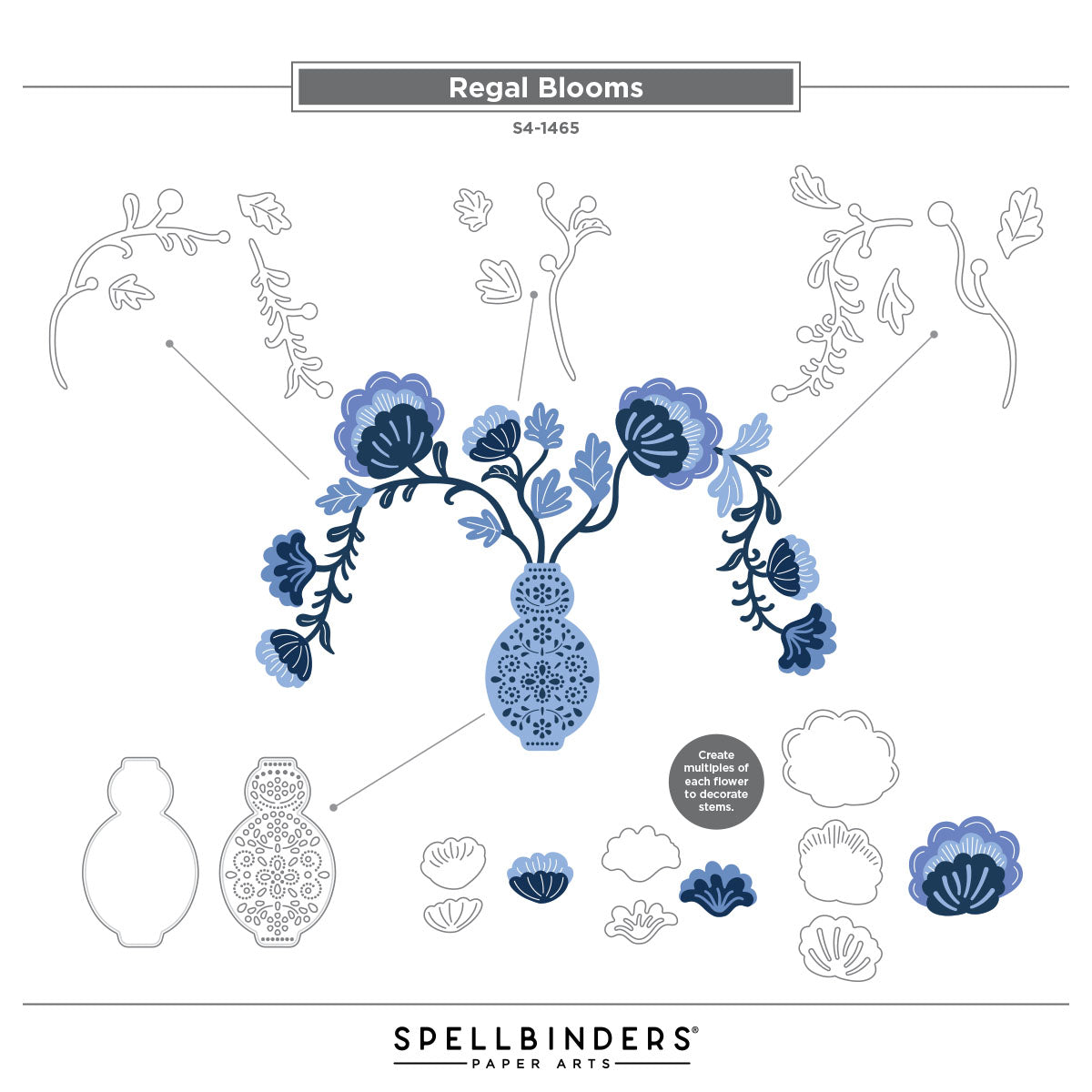 Spellbinders Regal Blooms Etched Dies s4-1465 guide