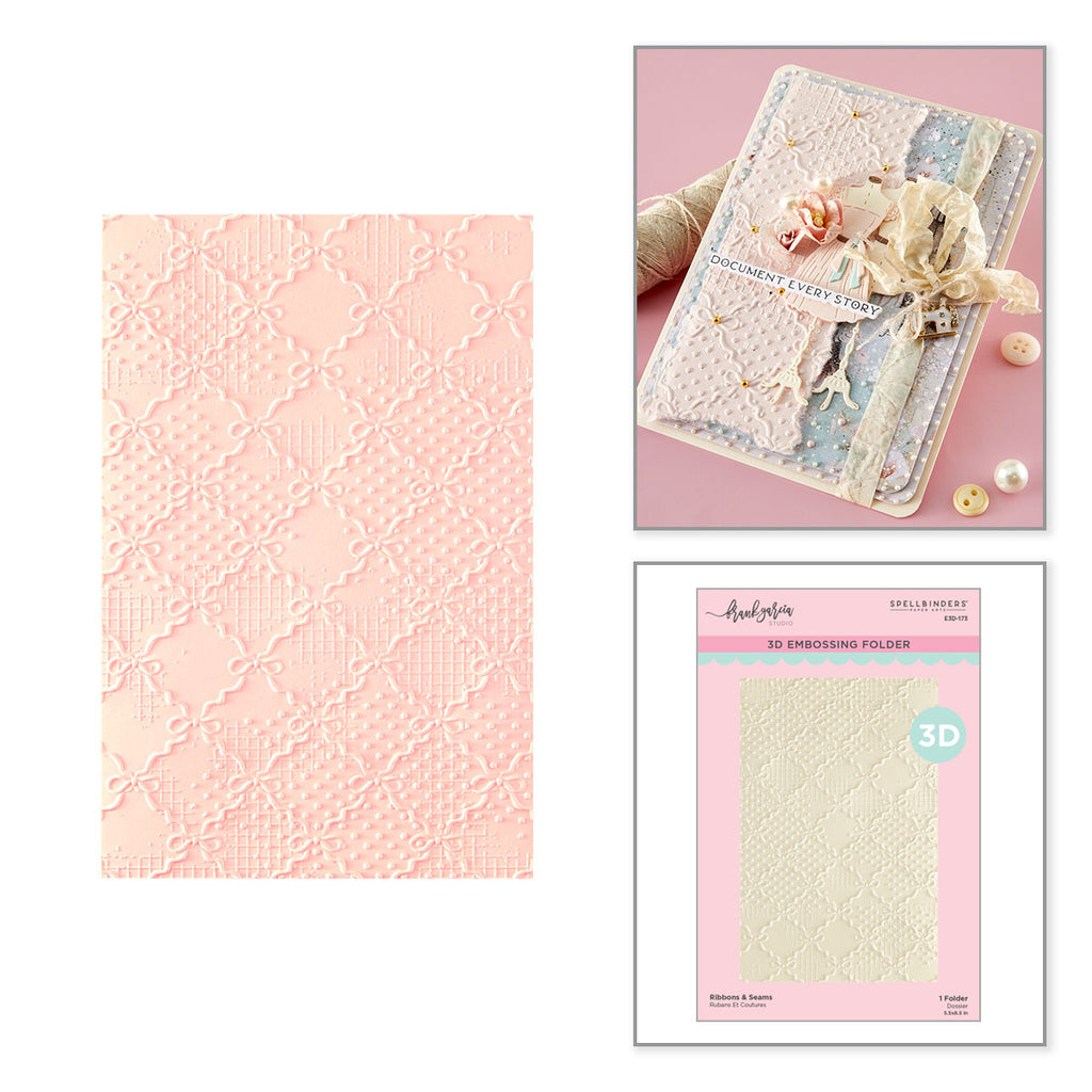 Spellbinders Ribbons and Seams 3D Embossing Folder e3d-173