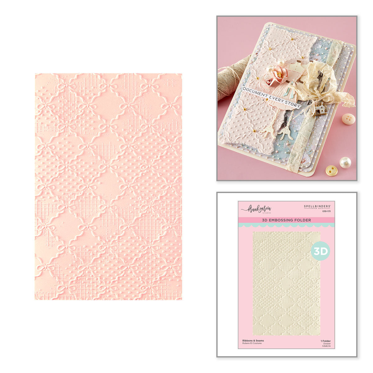 Spellbinders Ribbons and Seams 3D Embossing Folder e3d-173