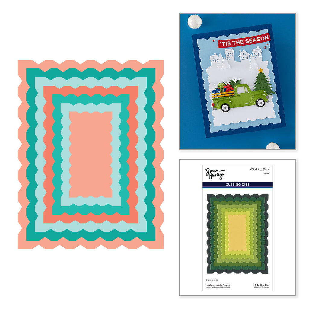 Spellbinders Ripple Rectangle Frames Etched Dies s5-780