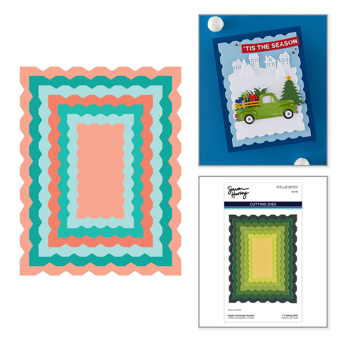 Spellbinders Ripple Rectangle Frames Etched Dies s5-780