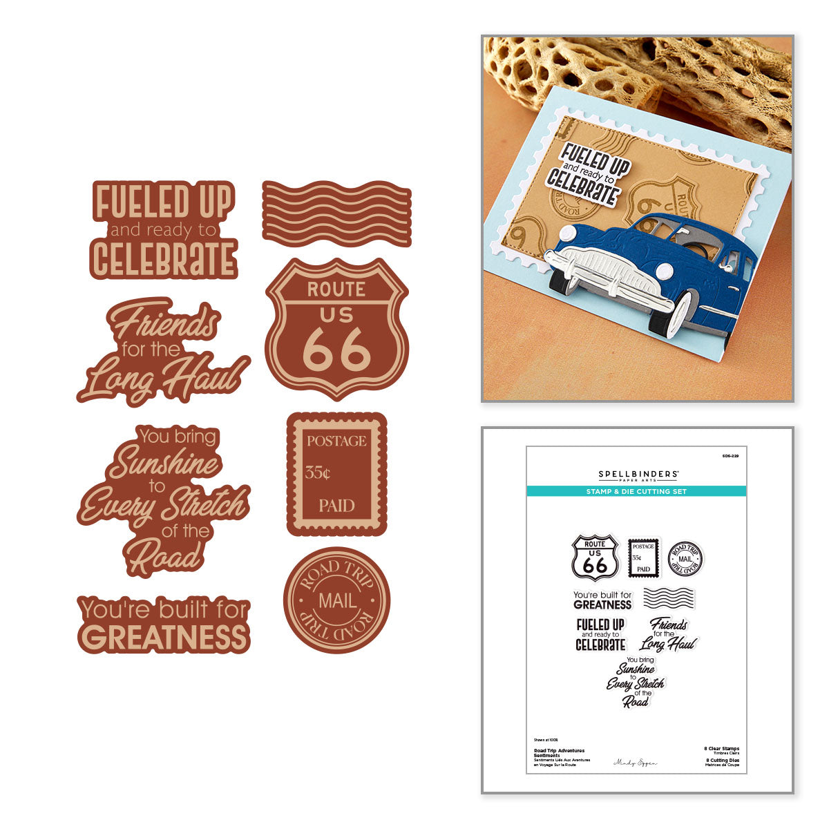 Spellbinders Road Trip Adventures Sentiments Stamp and Die Set sds-229