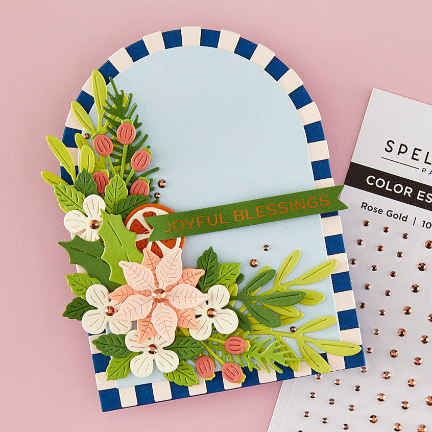 Spellbinders Rose Gold Color Essentials Gems scs-337 joyful blessings card
