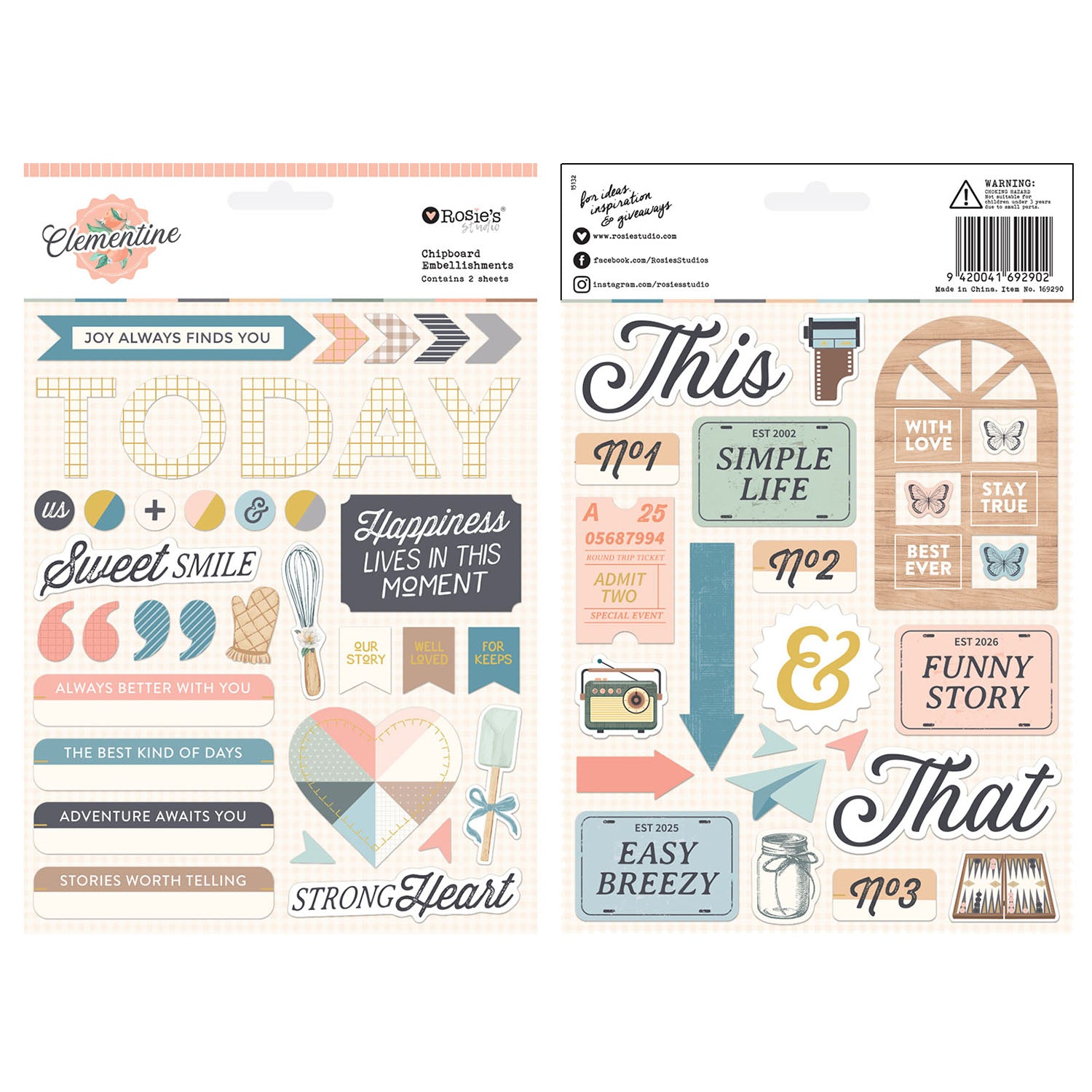Spellbinders Rosie's Studio Clementine Chipboard Embellishments 169290