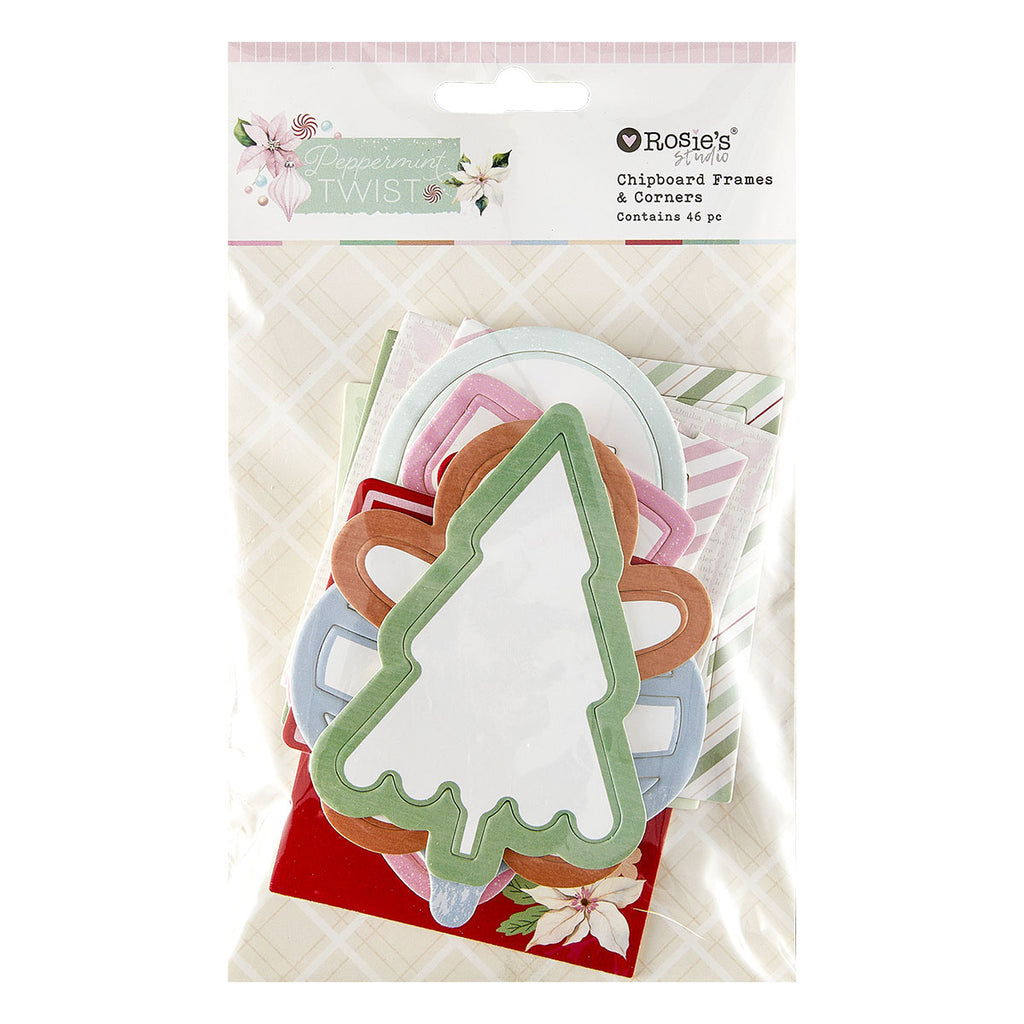 Spellbinders Rosie's Studio Peppermint Twist Chipboard Frames and Corners 169113 rosie