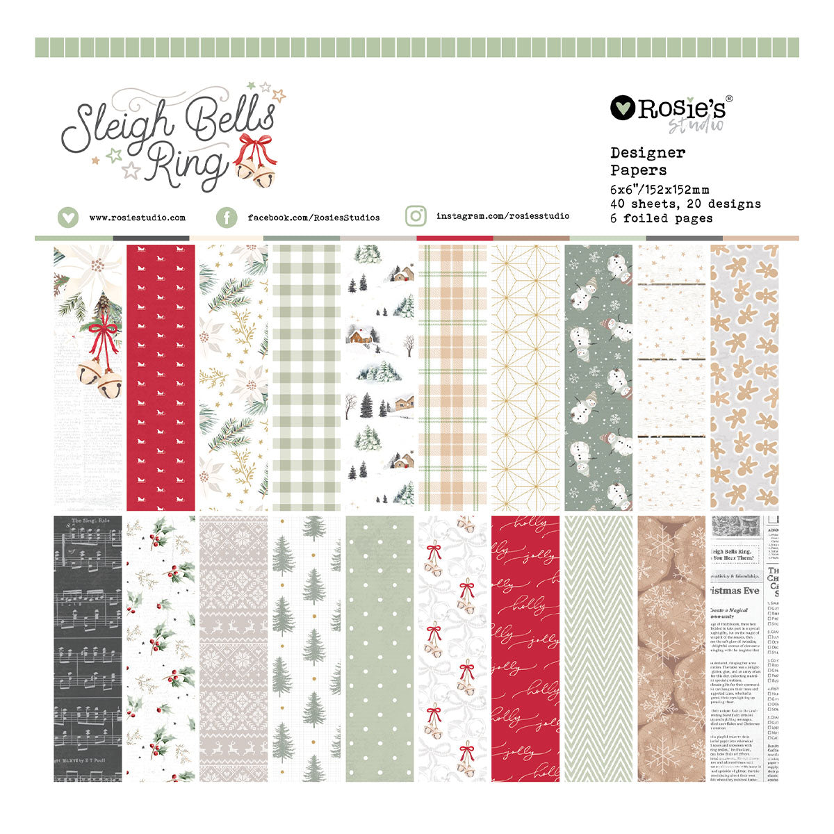 Spellbinders Rosie's Studio Sleigh Bells Ring 6x6 Paper Pad 169394