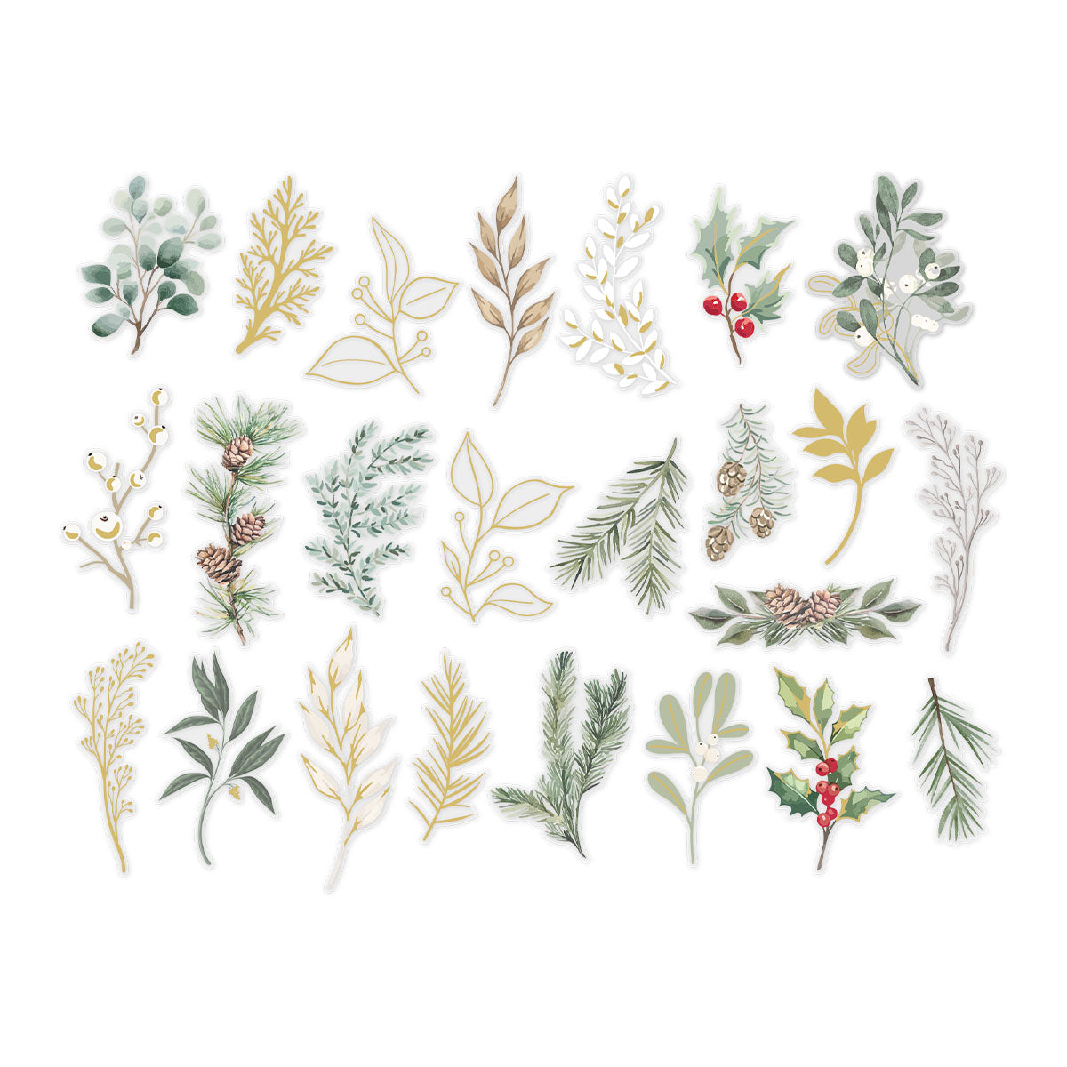 Spellbinders Rosie's Studio Sleigh Bells Ring Clear Foliage Stickers 169473