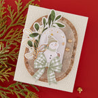 Spellbinders Rosie's Studio Sleigh Bells Ring Gemstones 169468 snowman berries and leaves green plaid bow card