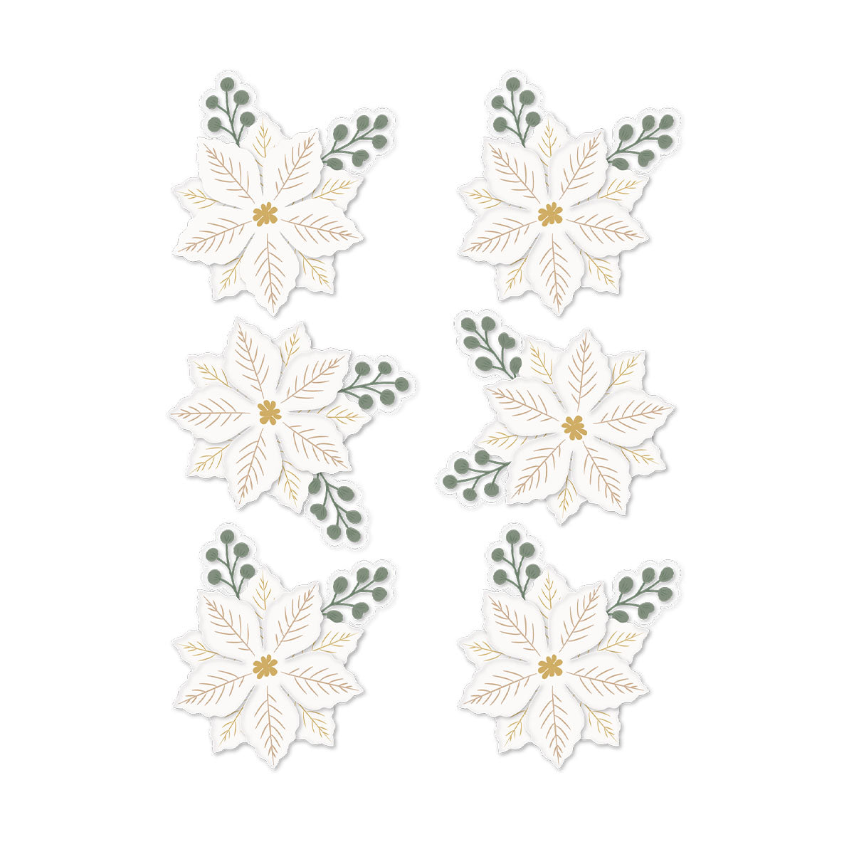 Spellbinders Rosie's Studio Sleigh Bells Ring Gold Poinsettias Dimensional Acetate Stickers 169430